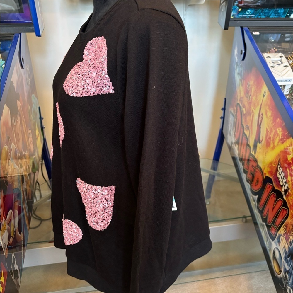 NEW INC Plus Size Sequin-Heart Black Sweatshirt 0X - Picture 4 of 12